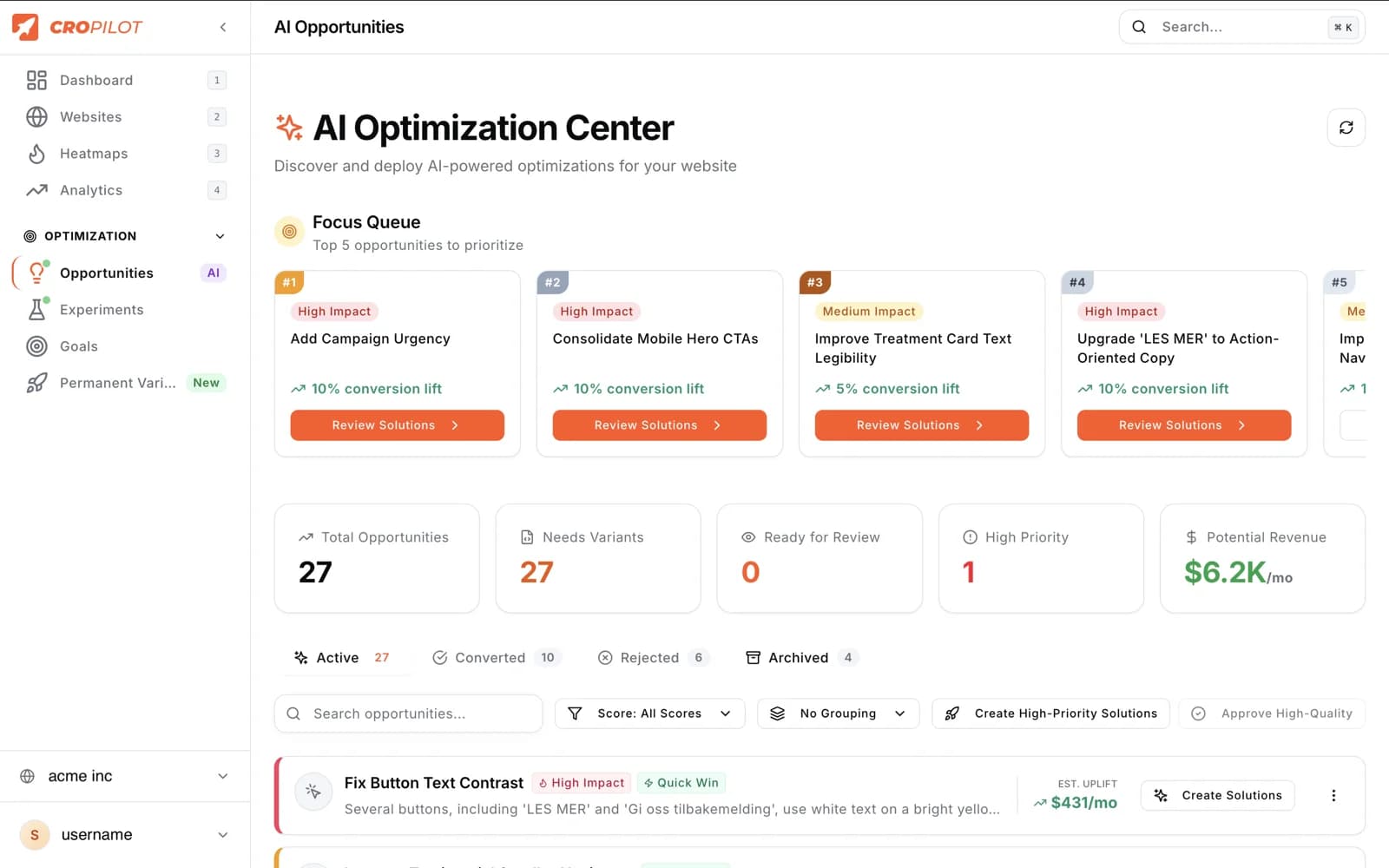 CroPilot AI finding optimization opportunities